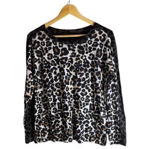 Nally and Millie Women’s Leopard Print Long Sleeve Sweater Size M